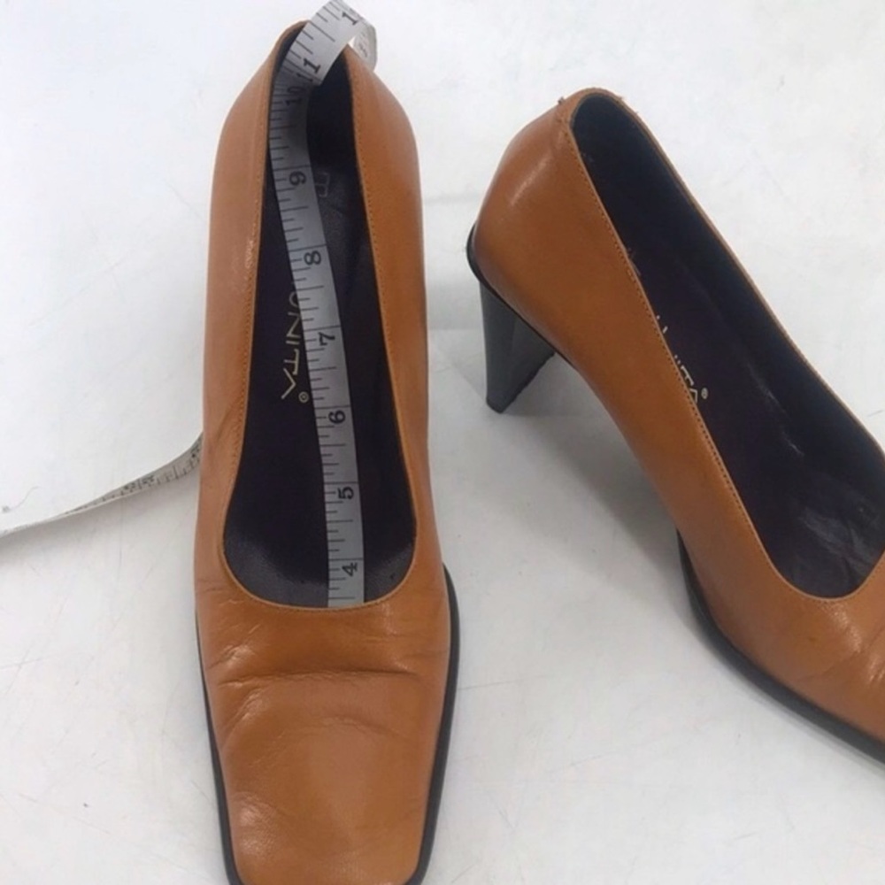 Vintage 90’s Genuine Leather Artisan Hand Crafted Square Toe Made In Italy Heels - Picture 14 of 15